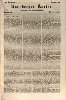 Nürnberger Kurier (Nürnberger Friedens- und Kriegs-Kurier) Samstag 23. Januar 1847