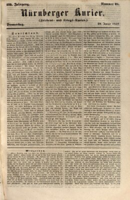 Nürnberger Kurier (Nürnberger Friedens- und Kriegs-Kurier) Donnerstag 28. Januar 1847