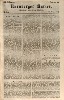 Nürnberger Kurier (Nürnberger Friedens- und Kriegs-Kurier) Freitag 12. Februar 1847