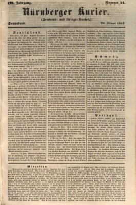 Nürnberger Kurier (Nürnberger Friedens- und Kriegs-Kurier) Samstag 20. Februar 1847