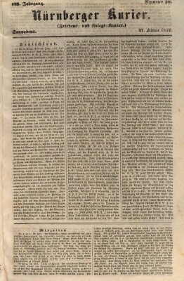 Nürnberger Kurier (Nürnberger Friedens- und Kriegs-Kurier) Samstag 27. Februar 1847