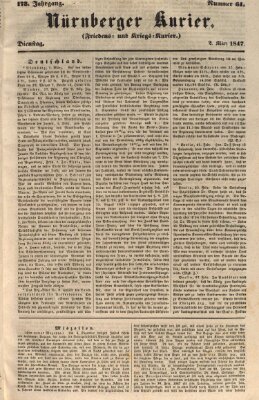 Nürnberger Kurier (Nürnberger Friedens- und Kriegs-Kurier) Dienstag 2. März 1847