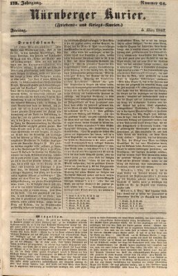 Nürnberger Kurier (Nürnberger Friedens- und Kriegs-Kurier) Freitag 5. März 1847