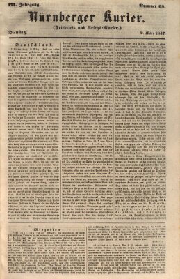 Nürnberger Kurier (Nürnberger Friedens- und Kriegs-Kurier) Dienstag 9. März 1847