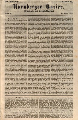 Nürnberger Kurier (Nürnberger Friedens- und Kriegs-Kurier) Montag 15. März 1847