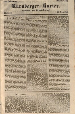 Nürnberger Kurier (Nürnberger Friedens- und Kriegs-Kurier) Mittwoch 14. April 1847