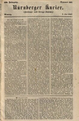 Nürnberger Kurier (Nürnberger Friedens- und Kriegs-Kurier) Montag 3. Mai 1847