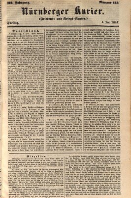 Nürnberger Kurier (Nürnberger Friedens- und Kriegs-Kurier) Freitag 4. Juni 1847