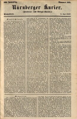 Nürnberger Kurier (Nürnberger Friedens- und Kriegs-Kurier) Samstag 5. Juni 1847
