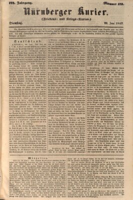 Nürnberger Kurier (Nürnberger Friedens- und Kriegs-Kurier) Dienstag 22. Juni 1847