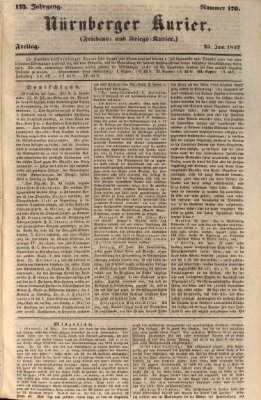 Nürnberger Kurier (Nürnberger Friedens- und Kriegs-Kurier) Freitag 25. Juni 1847