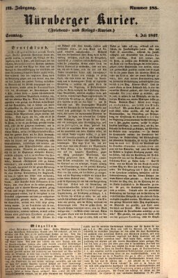 Nürnberger Kurier (Nürnberger Friedens- und Kriegs-Kurier) Sonntag 4. Juli 1847