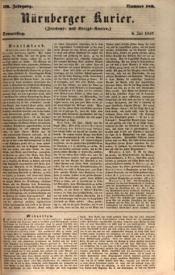 Nürnberger Kurier (Nürnberger Friedens- und Kriegs-Kurier) Donnerstag 8. Juli 1847