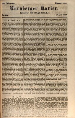 Nürnberger Kurier (Nürnberger Friedens- und Kriegs-Kurier) Freitag 16. Juli 1847