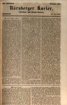 Nürnberger Kurier (Nürnberger Friedens- und Kriegs-Kurier) Samstag 17. Juli 1847