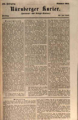 Nürnberger Kurier (Nürnberger Friedens- und Kriegs-Kurier) Freitag 23. Juli 1847