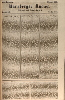 Nürnberger Kurier (Nürnberger Friedens- und Kriegs-Kurier) Samstag 24. Juli 1847