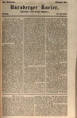 Nürnberger Kurier (Nürnberger Friedens- und Kriegs-Kurier) Freitag 30. Juli 1847