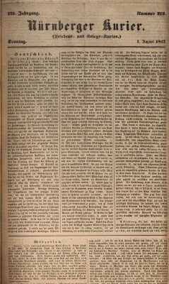 Nürnberger Kurier (Nürnberger Friedens- und Kriegs-Kurier) Sonntag 1. August 1847