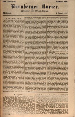 Nürnberger Kurier (Nürnberger Friedens- und Kriegs-Kurier) Mittwoch 4. August 1847