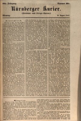 Nürnberger Kurier (Nürnberger Friedens- und Kriegs-Kurier) Montag 9. August 1847