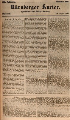 Nürnberger Kurier (Nürnberger Friedens- und Kriegs-Kurier) Mittwoch 18. August 1847