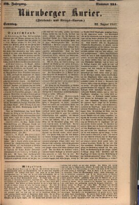 Nürnberger Kurier (Nürnberger Friedens- und Kriegs-Kurier) Sonntag 22. August 1847