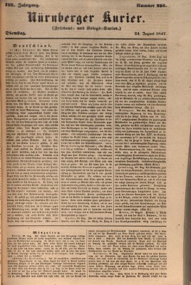 Nürnberger Kurier (Nürnberger Friedens- und Kriegs-Kurier) Dienstag 24. August 1847