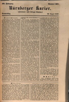 Nürnberger Kurier (Nürnberger Friedens- und Kriegs-Kurier) Donnerstag 26. August 1847