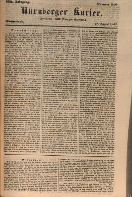 Nürnberger Kurier (Nürnberger Friedens- und Kriegs-Kurier) Samstag 28. August 1847