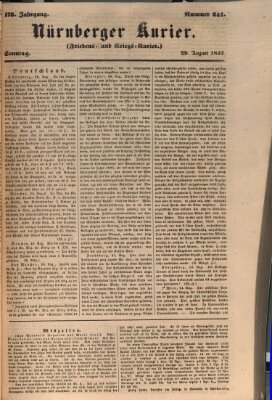 Nürnberger Kurier (Nürnberger Friedens- und Kriegs-Kurier) Sonntag 29. August 1847