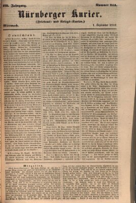 Nürnberger Kurier (Nürnberger Friedens- und Kriegs-Kurier) Mittwoch 1. September 1847