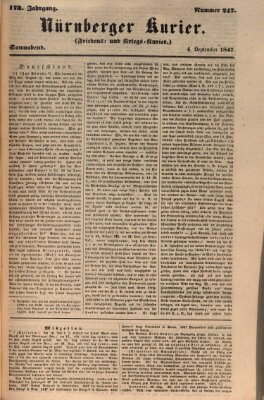 Nürnberger Kurier (Nürnberger Friedens- und Kriegs-Kurier) Samstag 4. September 1847