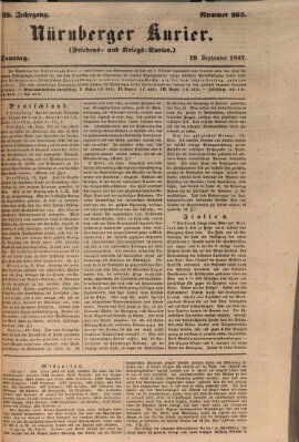 Nürnberger Kurier (Nürnberger Friedens- und Kriegs-Kurier) Sonntag 19. September 1847