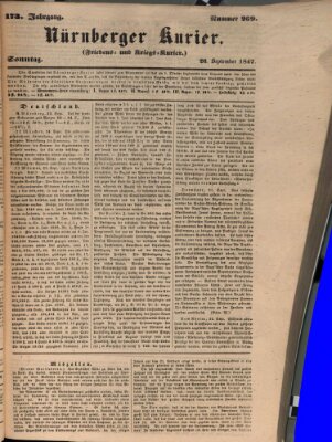 Nürnberger Kurier (Nürnberger Friedens- und Kriegs-Kurier) Sonntag 26. September 1847