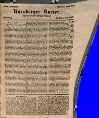 Nürnberger Kurier (Nürnberger Friedens- und Kriegs-Kurier) Montag 25. Oktober 1847