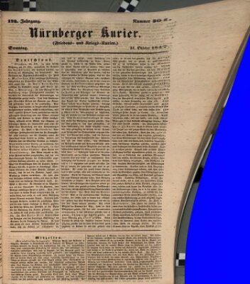 Nürnberger Kurier (Nürnberger Friedens- und Kriegs-Kurier) Sonntag 31. Oktober 1847