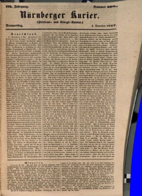 Nürnberger Kurier (Nürnberger Friedens- und Kriegs-Kurier) Donnerstag 4. November 1847