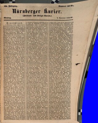 Nürnberger Kurier (Nürnberger Friedens- und Kriegs-Kurier) Montag 8. November 1847