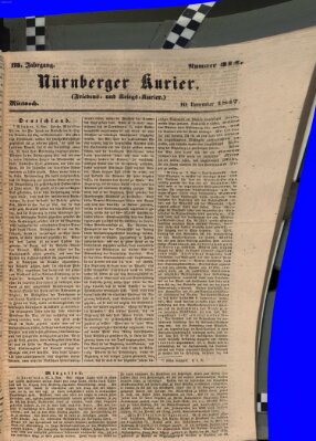 Nürnberger Kurier (Nürnberger Friedens- und Kriegs-Kurier) Mittwoch 10. November 1847