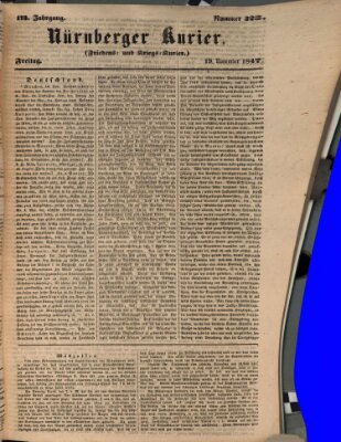 Nürnberger Kurier (Nürnberger Friedens- und Kriegs-Kurier) Freitag 19. November 1847