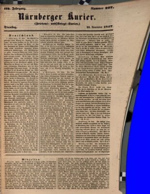 Nürnberger Kurier (Nürnberger Friedens- und Kriegs-Kurier) Dienstag 23. November 1847