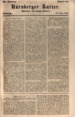 Nürnberger Kurier (Nürnberger Friedens- und Kriegs-Kurier) Mittwoch 12. Januar 1848