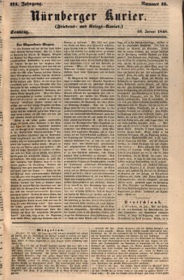 Nürnberger Kurier (Nürnberger Friedens- und Kriegs-Kurier) Sonntag 16. Januar 1848