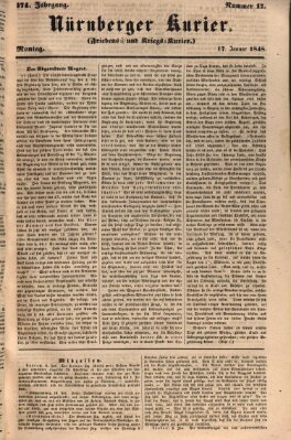 Nürnberger Kurier (Nürnberger Friedens- und Kriegs-Kurier) Montag 17. Januar 1848