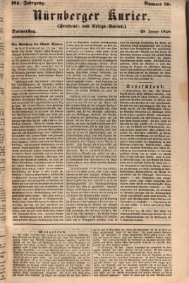 Nürnberger Kurier (Nürnberger Friedens- und Kriegs-Kurier) Donnerstag 20. Januar 1848