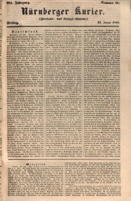 Nürnberger Kurier (Nürnberger Friedens- und Kriegs-Kurier) Freitag 21. Januar 1848