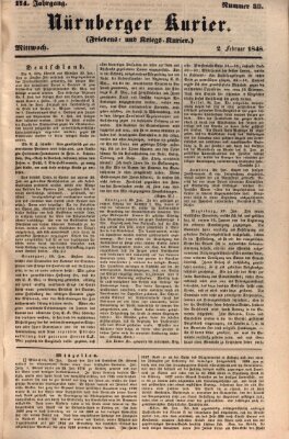 Nürnberger Kurier (Nürnberger Friedens- und Kriegs-Kurier) Mittwoch 2. Februar 1848