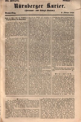 Nürnberger Kurier (Nürnberger Friedens- und Kriegs-Kurier) Donnerstag 3. Februar 1848