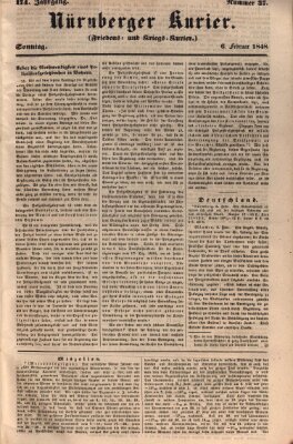 Nürnberger Kurier (Nürnberger Friedens- und Kriegs-Kurier) Sonntag 6. Februar 1848